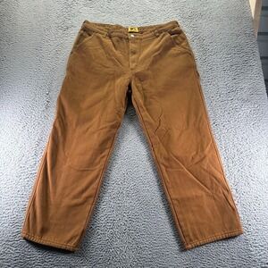 Wells Lamont Carpenter Pants Men 38x27 Brown Cotton Fleece Lined Workwear